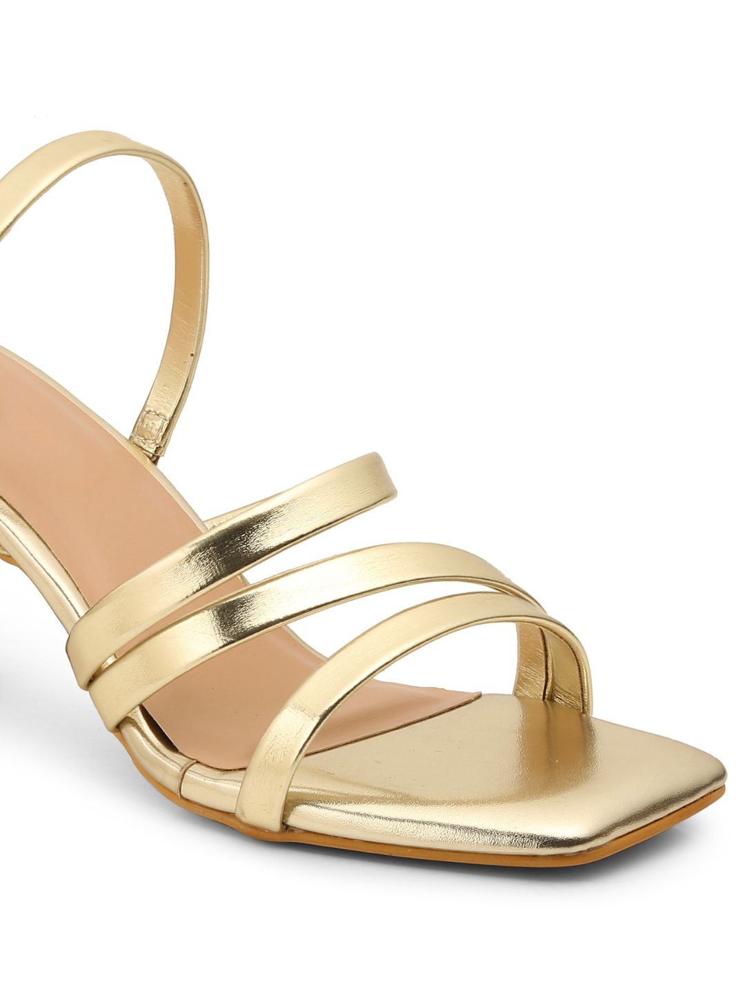 GNIST Gold Strappy Stilettoe Heel