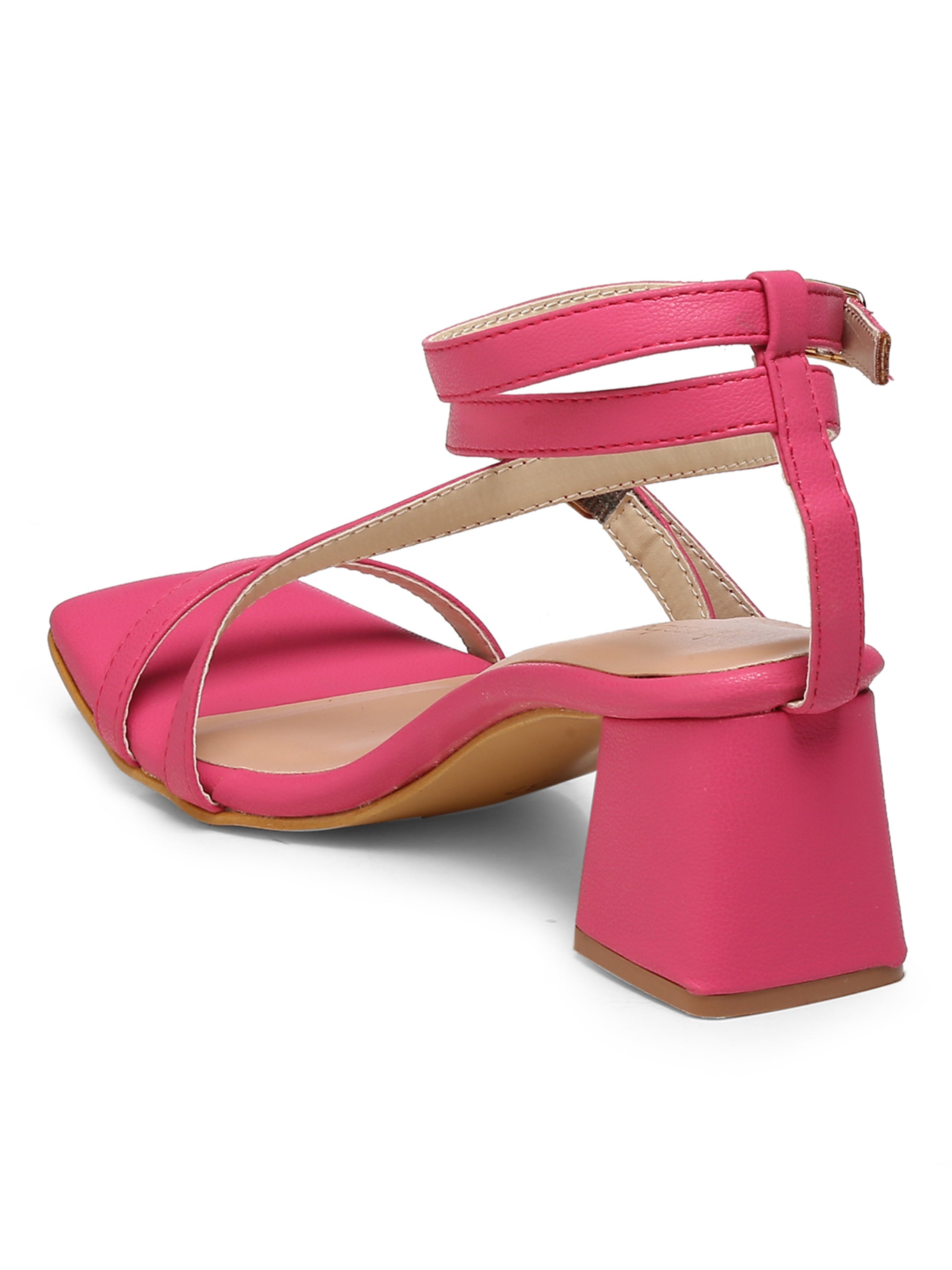 GNIST Pink Ankle Strap Block Heel