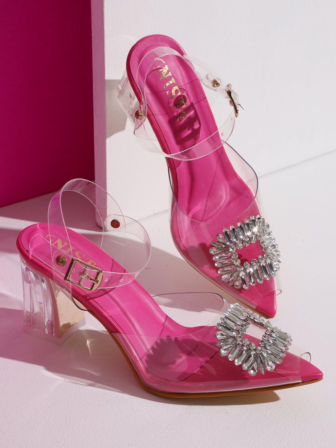 Hot pink clear on sale heels