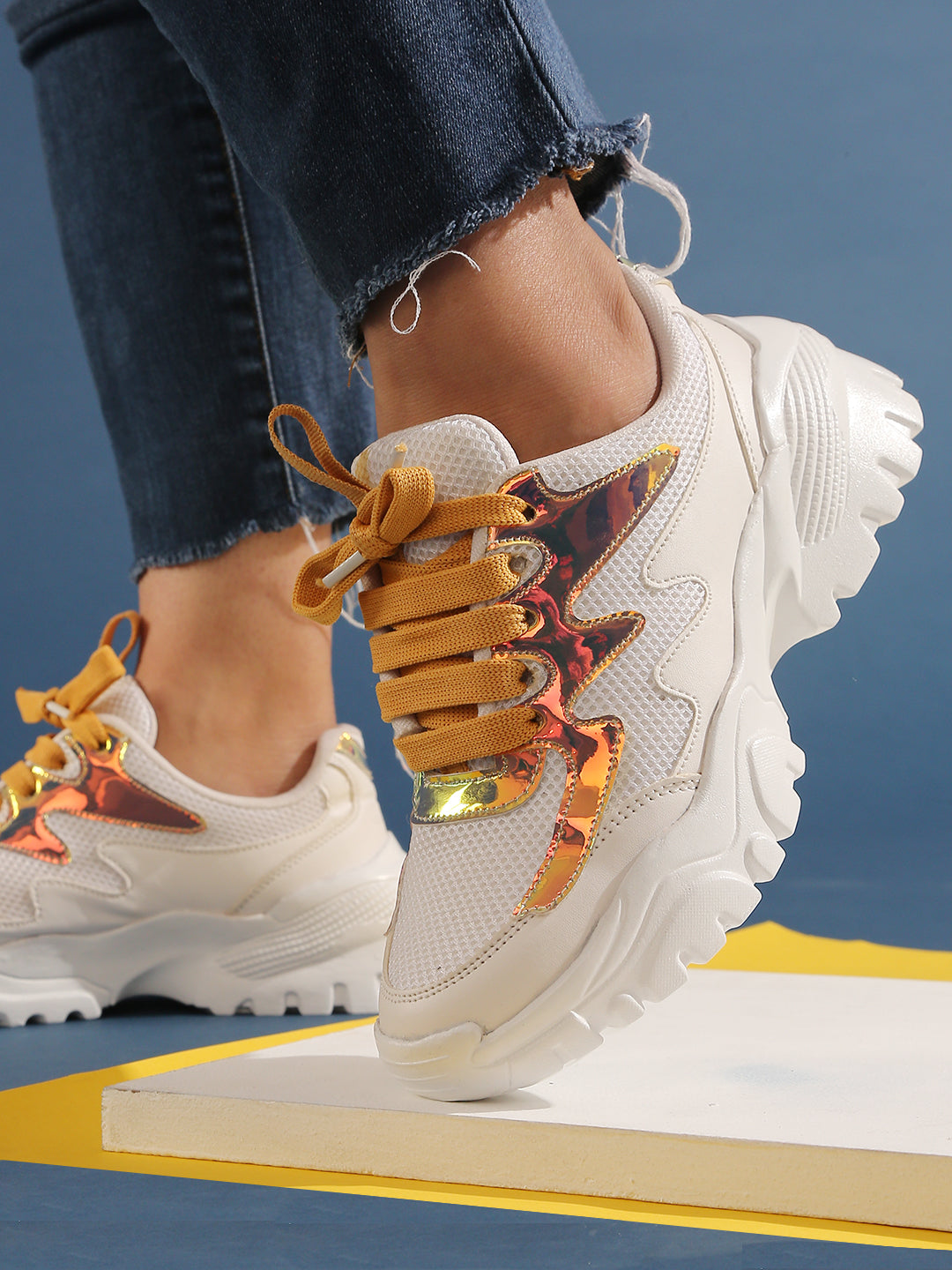 Gold store chunky sneakers