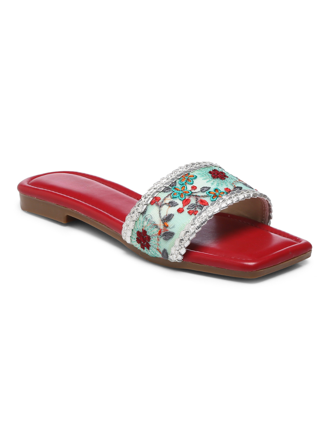 GNIST CherryBlue Embroidered Flats