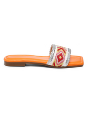 GNIST Orange Embroidered Flats