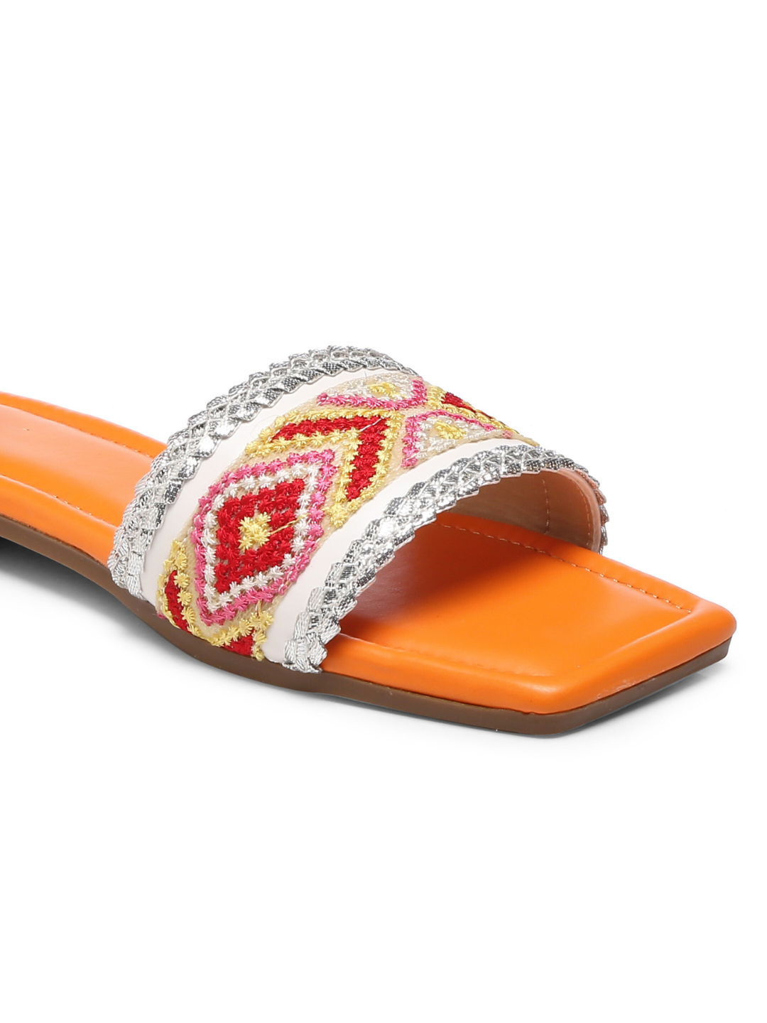 GNIST Orange Embroidered Flats