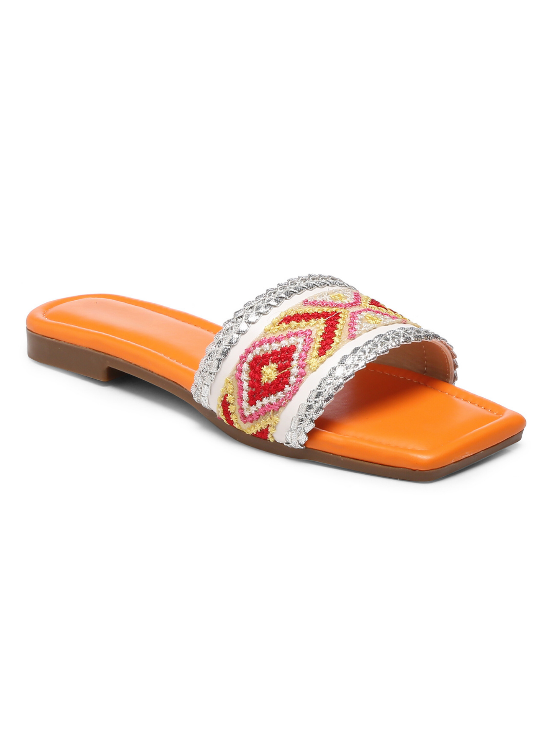 GNIST Orange Embroidered Flats