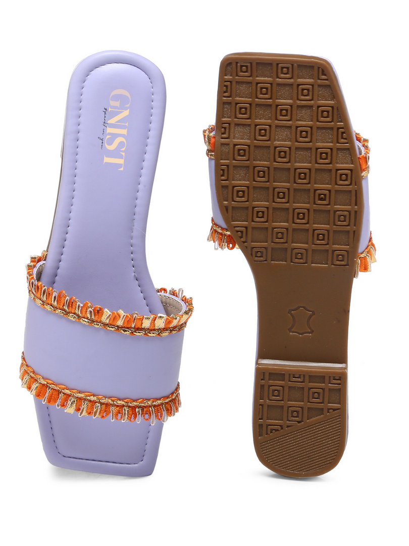 GNIST Lavender Ethnic Flats