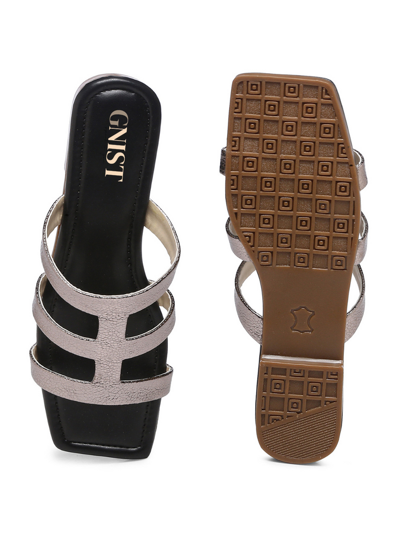 GNIST BlackSilver Strappy Flats