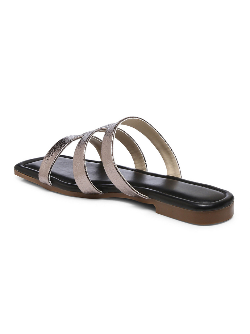 GNIST BlackSilver Strappy Flats