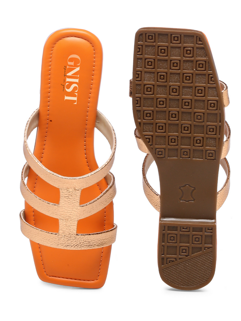 GNIST Orange Strappy Flats