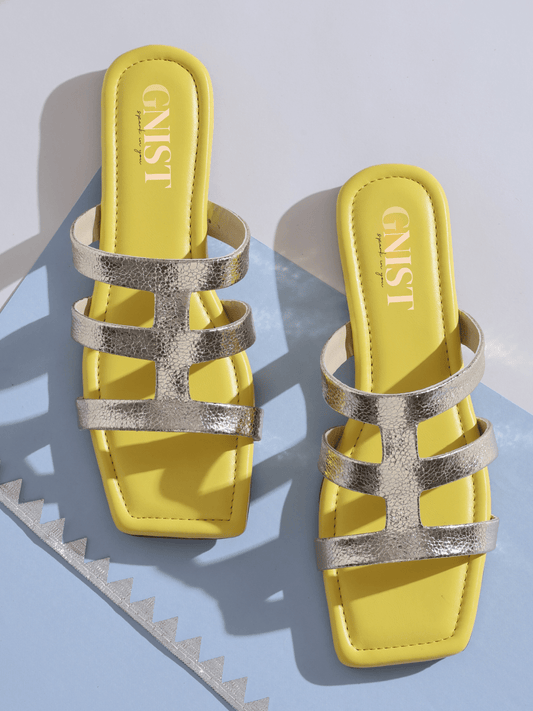 GNIST Yellow Strappy Flats