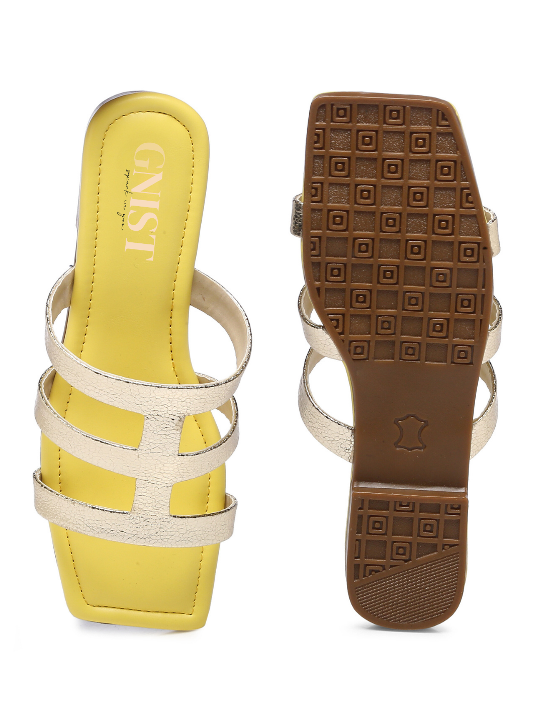 GNIST Yellow Strappy Flats