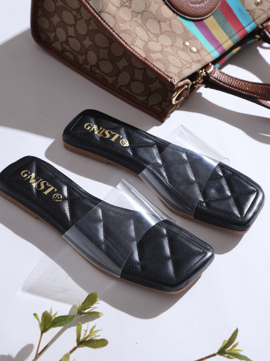 GNIST Clear Transparent Black Flats