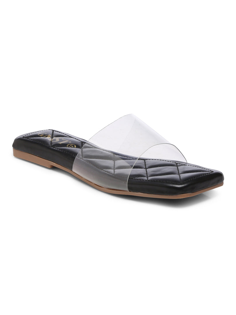 GNIST Clear Transparent Black Flats