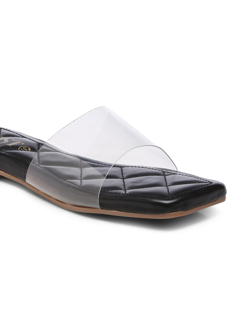 GNIST Clear Transparent Black Flats