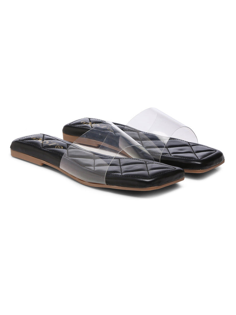 GNIST Clear Transparent Black Flats