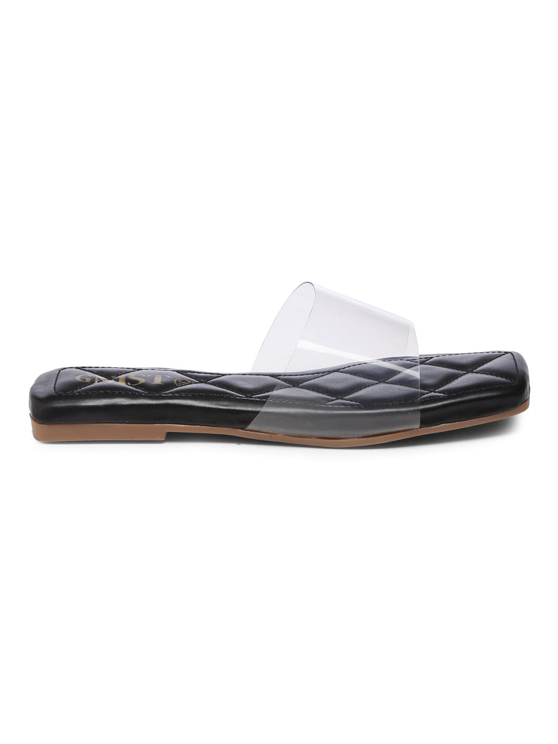 GNIST Clear Transparent Black Flats