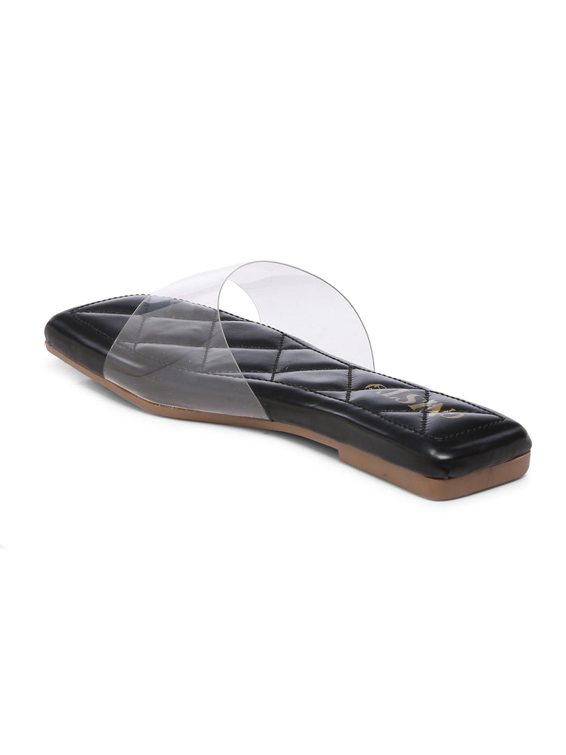 GNIST Clear Transparent Black Flats