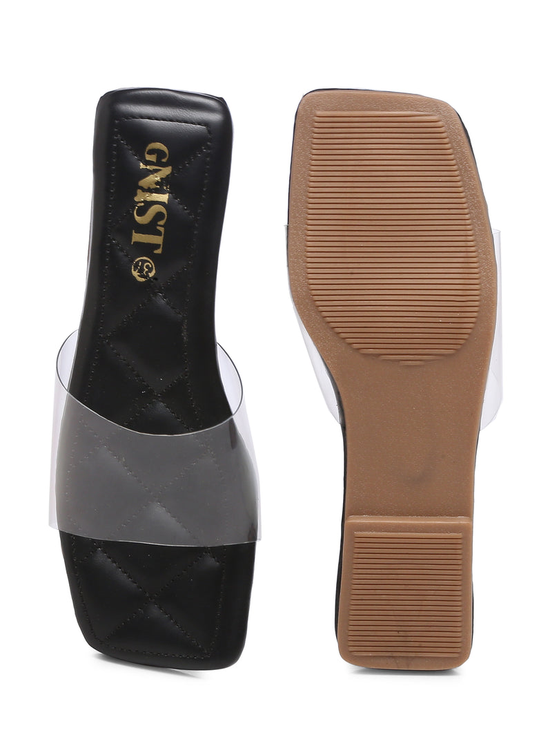 GNIST Clear Transparent Black Flats