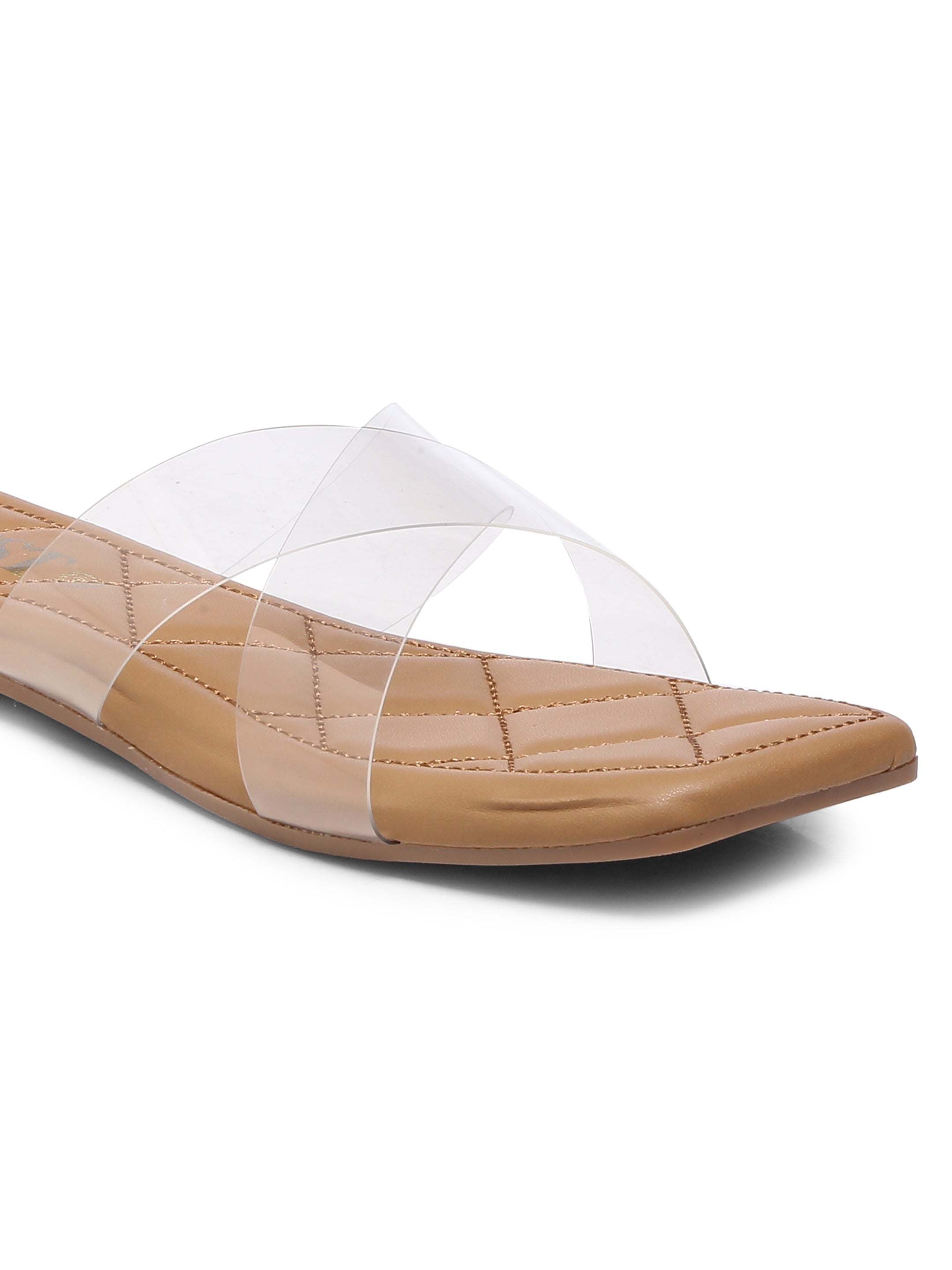 GNIST Clear Cross Strap Nude Flats