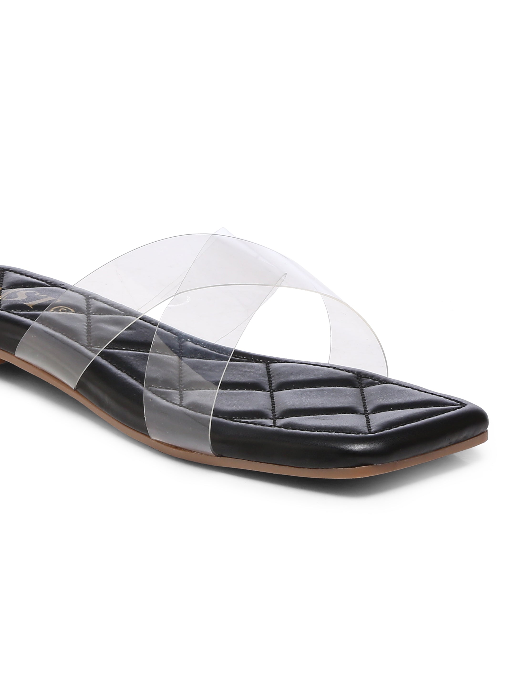 GNIST Clear Cross Strap Black Flats