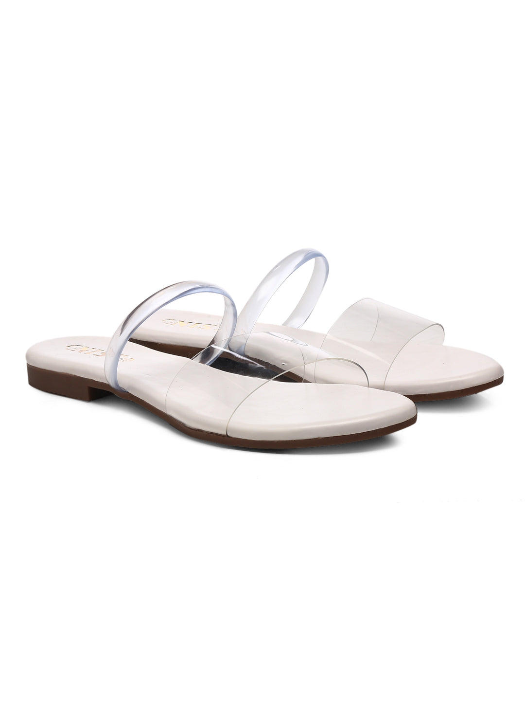 GNIST Clear Cross Strap White Flats
