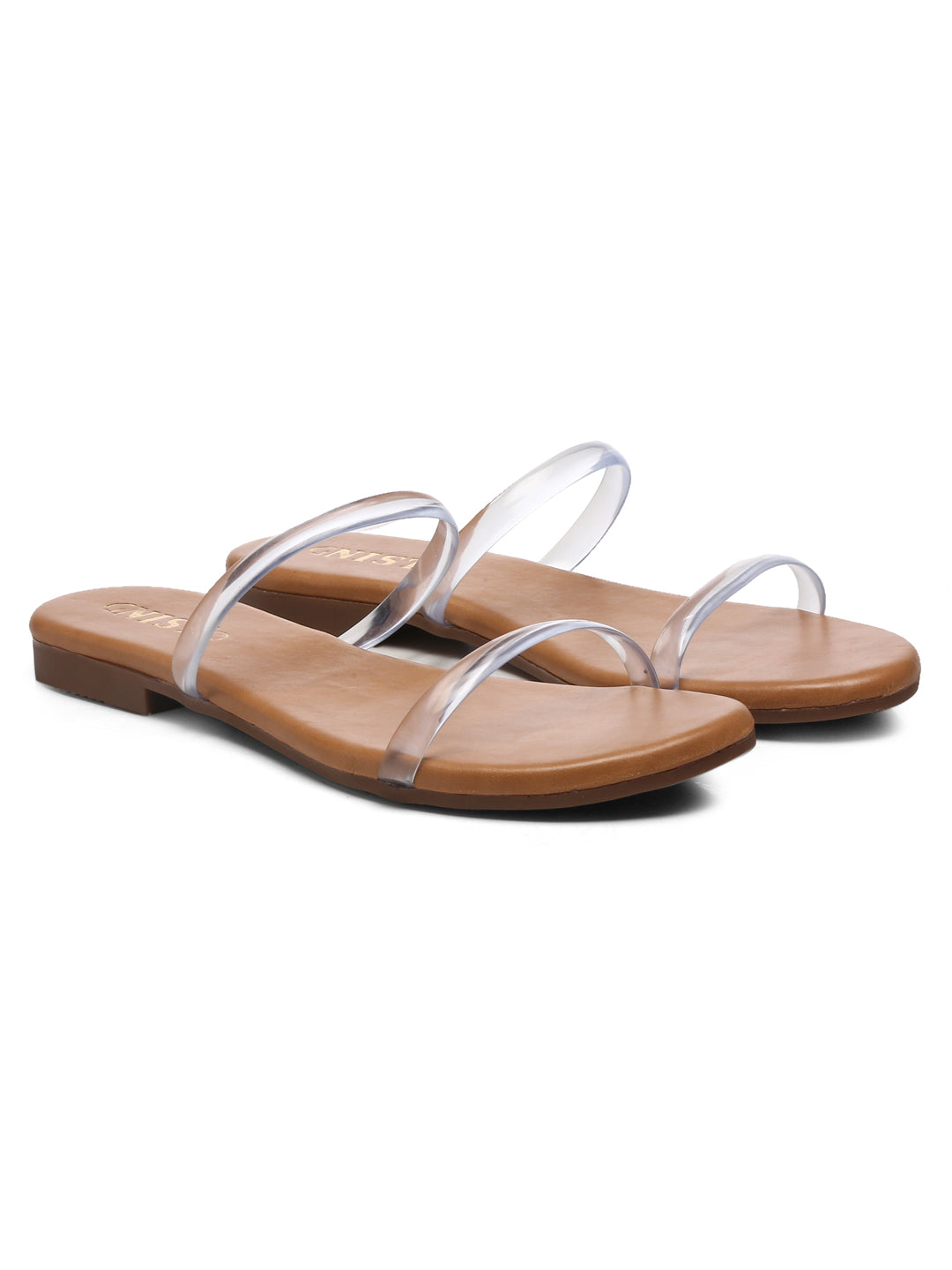 GNIST Beige Twin Clear Straps Flats