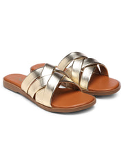 GNIST Comfy Strappy Slip on Gold Flats