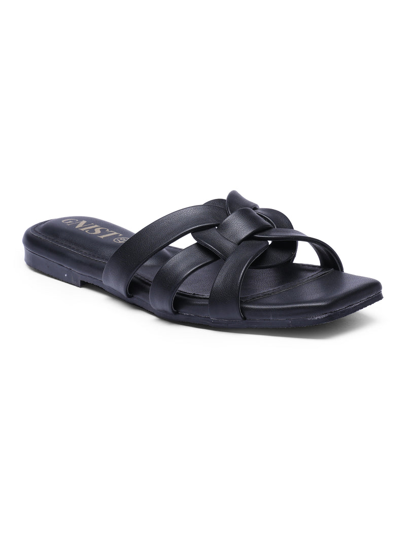 GNIST Casual Slip on Black Slip on Flat