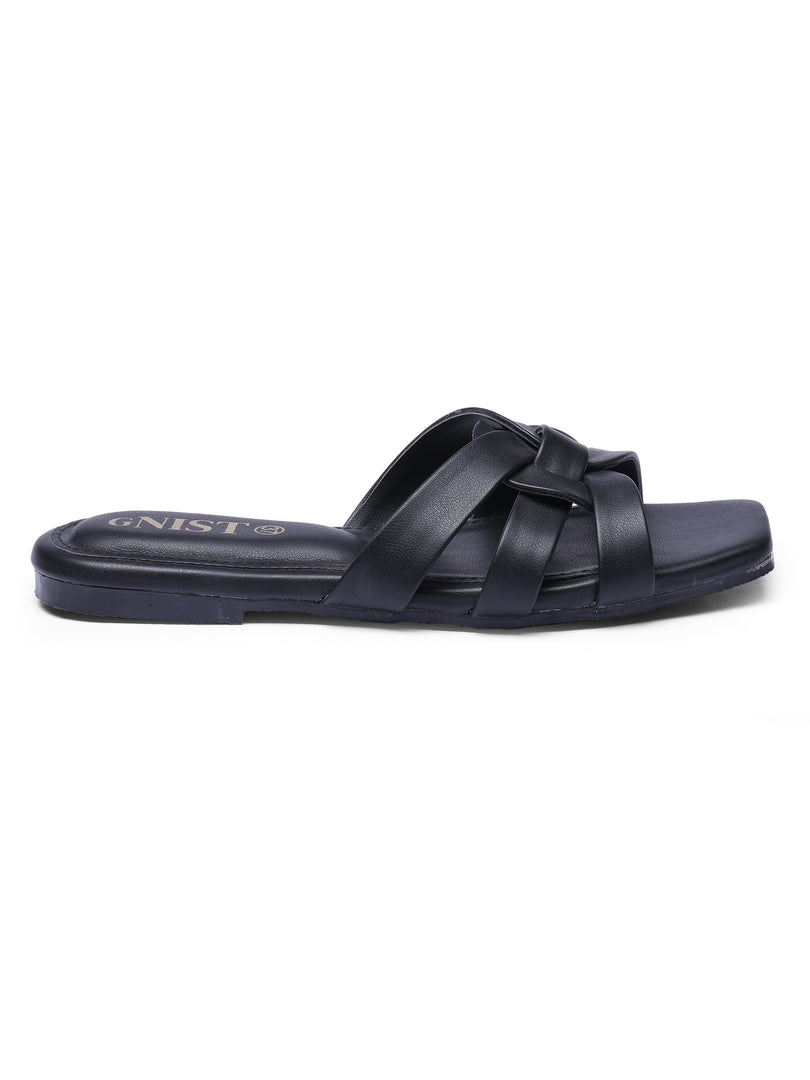 GNIST Casual Slip on Black Slip on Flat