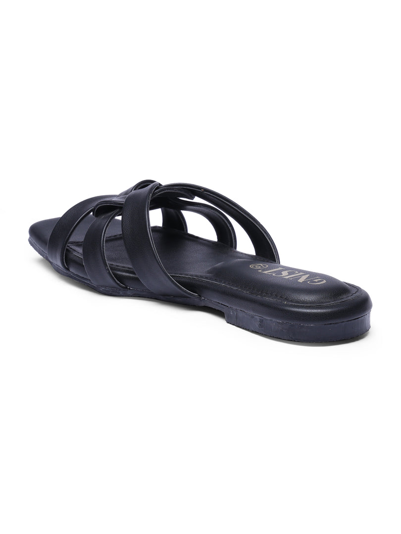 GNIST Casual Slip on Black Slip on Flat