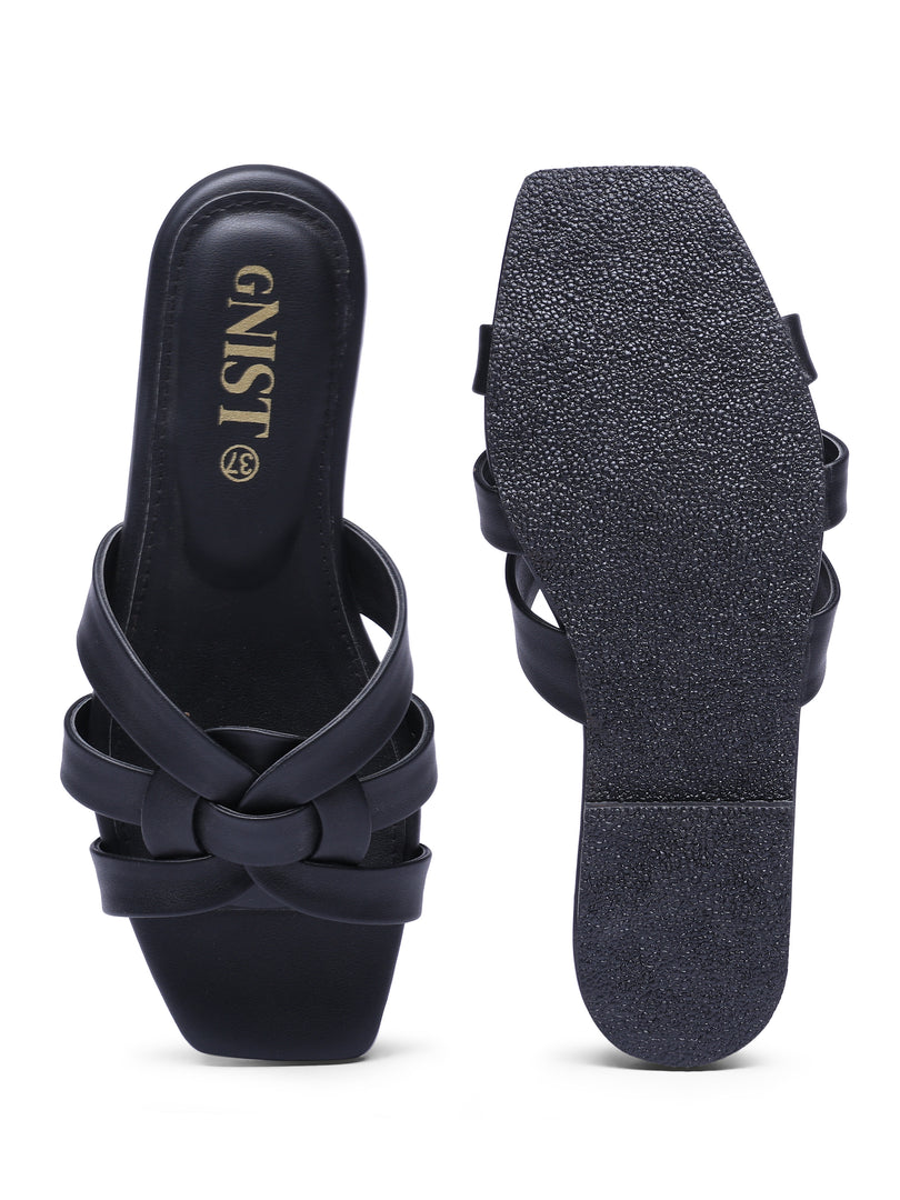 GNIST Casual Slip on Black Slip on Flat
