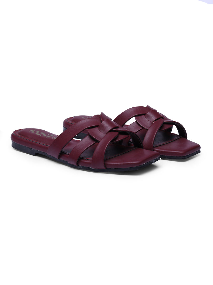 GNIST Casual Slip on Cherry Slip on Flat