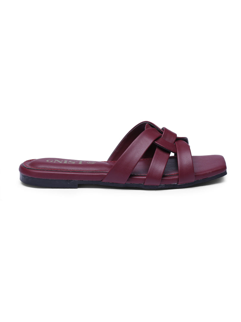 GNIST Casual Slip on Cherry Slip on Flat