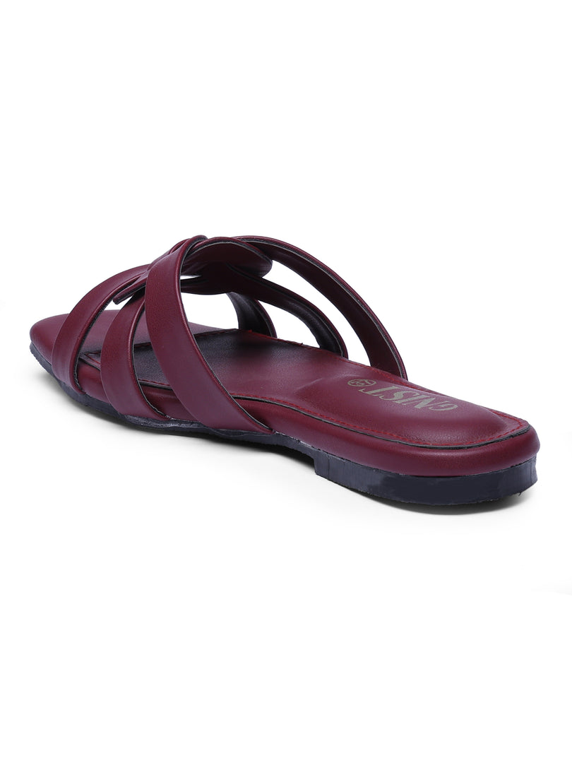 GNIST Casual Slip on Cherry Slip on Flat