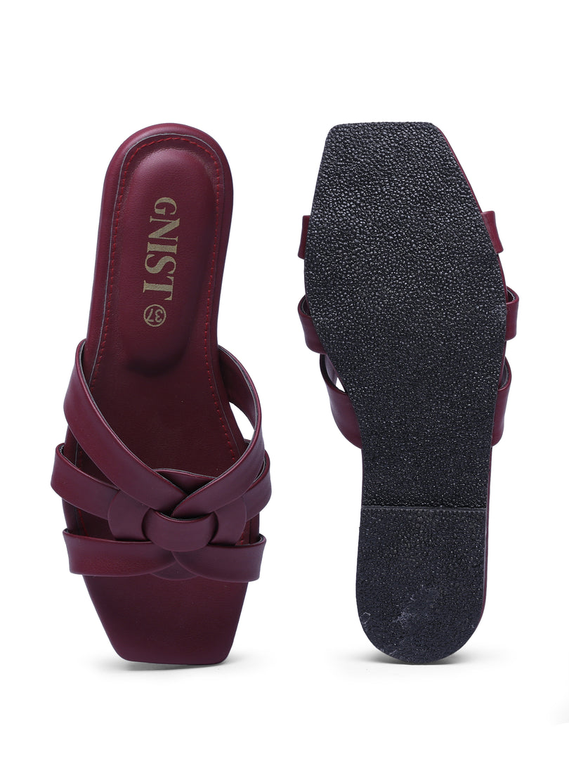 GNIST Casual Slip on Cherry Slip on Flat