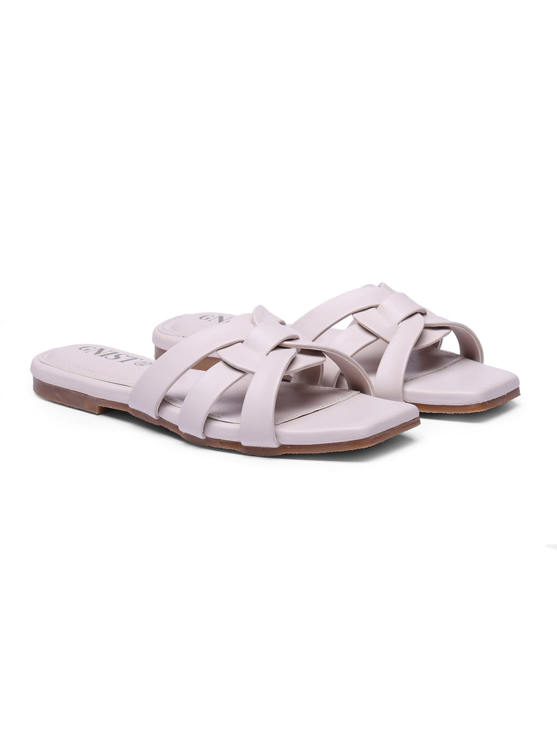 GNIST Casual Slip on Cream Slip on Flat