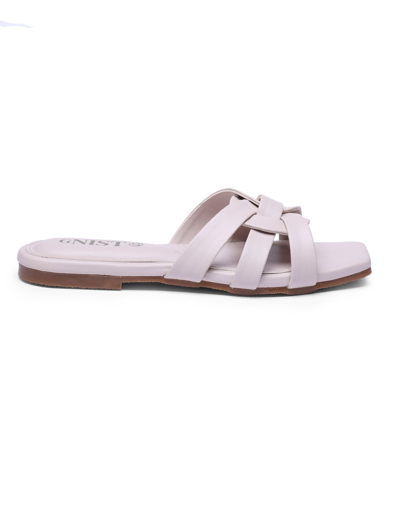 GNIST Casual Slip on Cream Slip on Flat
