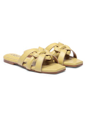 GNIST Casual Slip on Yellow Slip on Flat