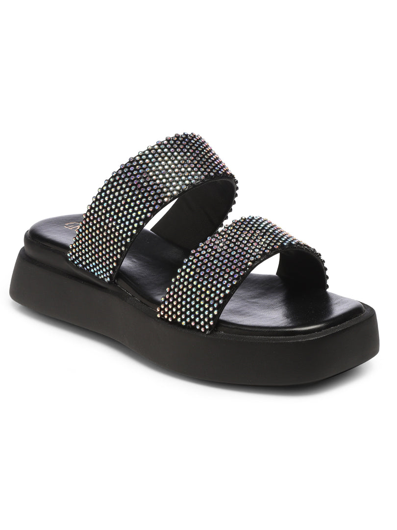 GNIST Embellished Flatform Black Platform heels