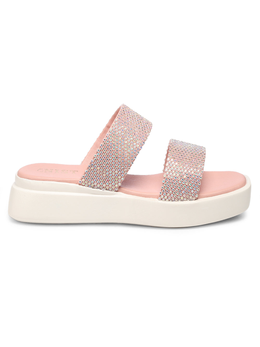 GNIST Embellished Flatform Pink Platform heels