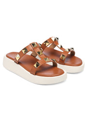 GNIST T Strap Studded Flatform Tan Platform heels