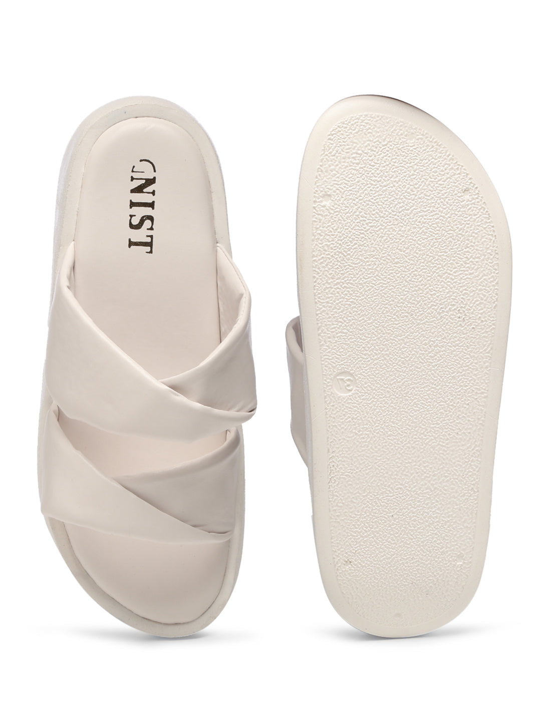 GNIST Cushioned Twisted Strap Flatform White Platform heels