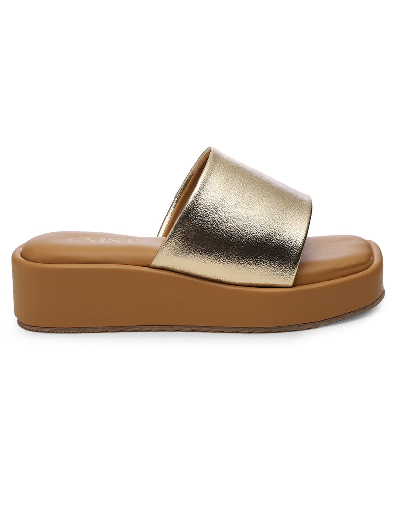 GNIST Metallic Flatform Beige Platform heels