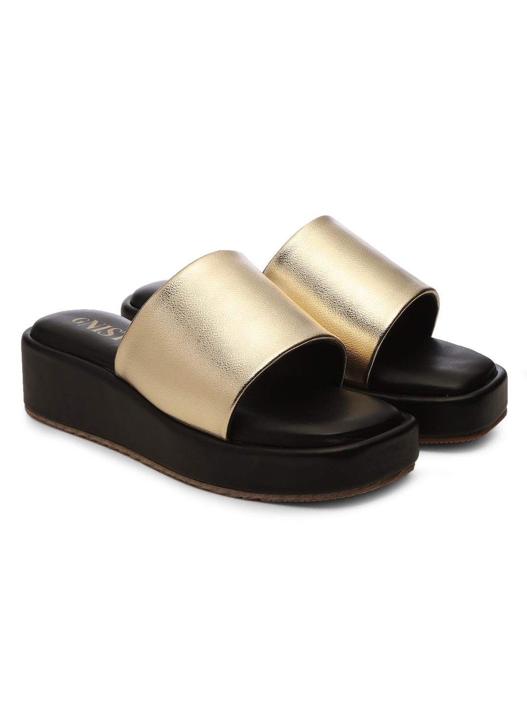 GNIST Metallic Flatform Black Platform heels