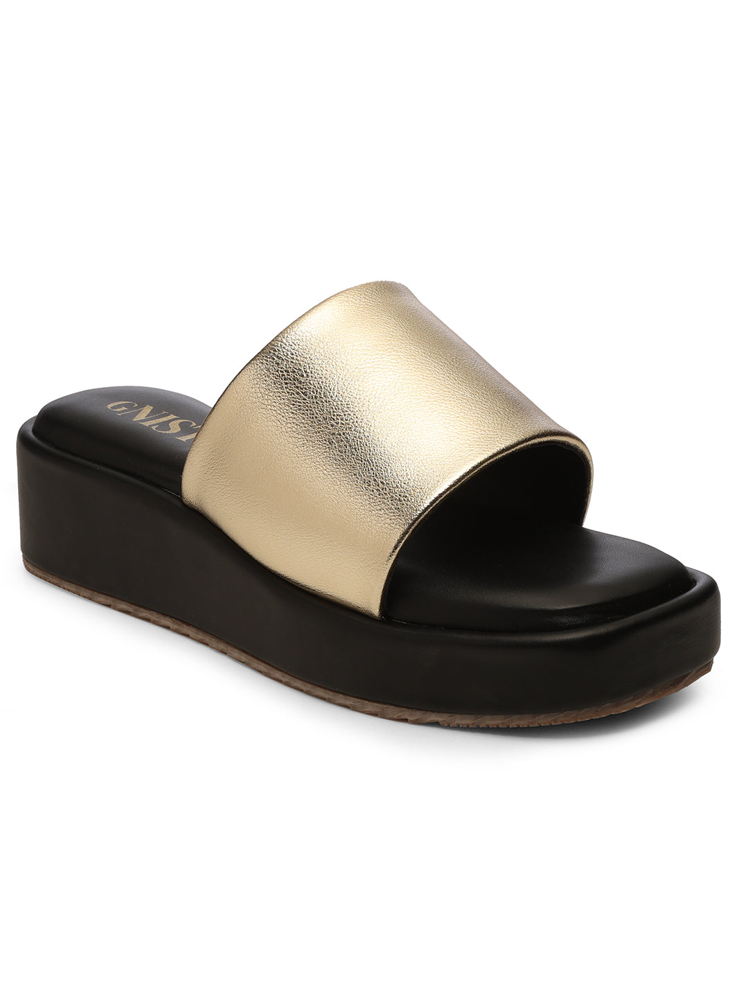 GNIST Metallic Flatform Black Platform heels