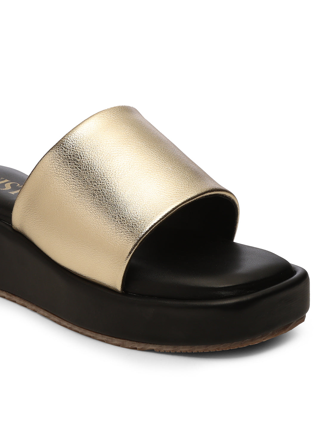 GNIST Metallic Flatform Black Platform heels