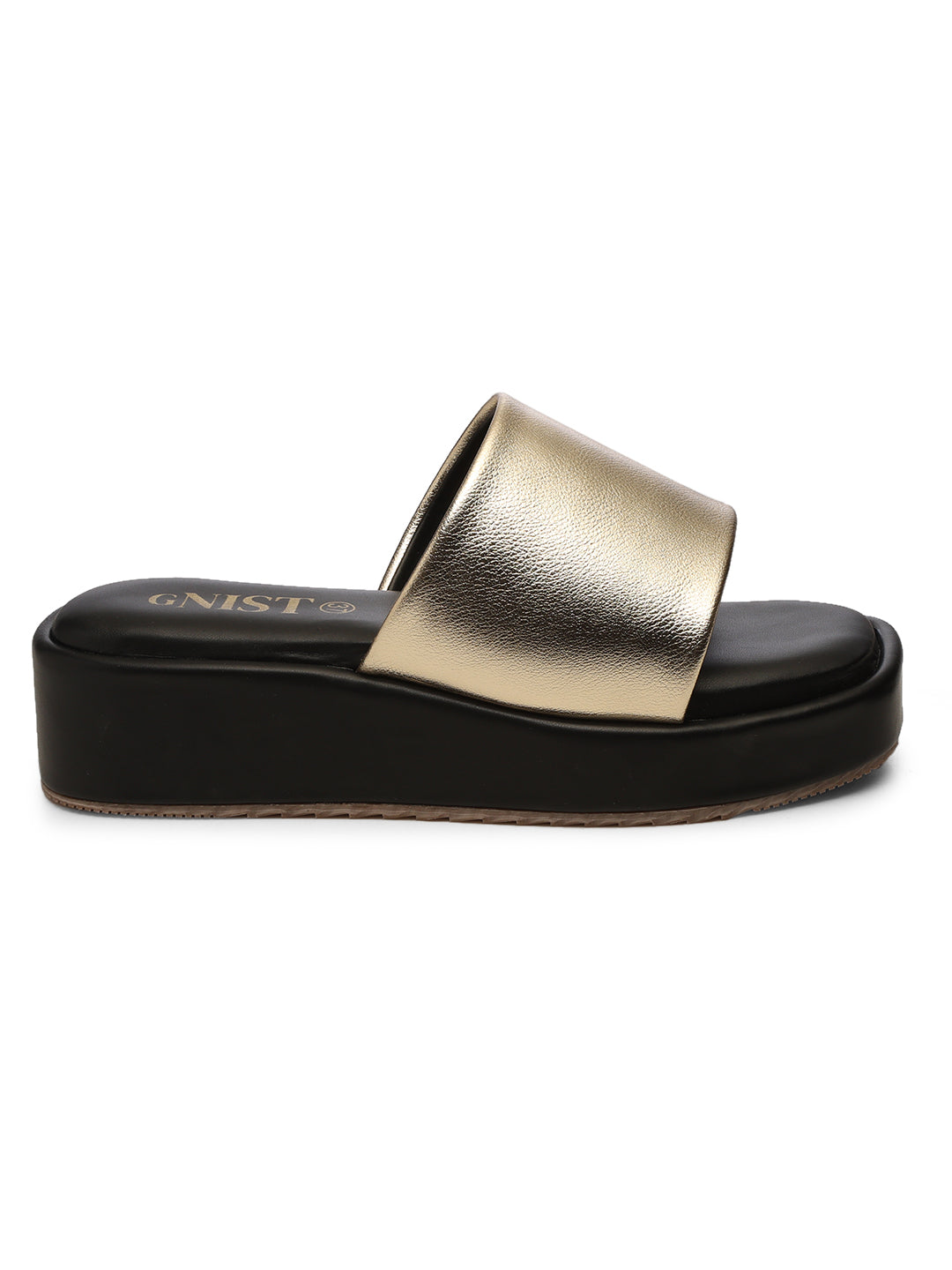 GNIST Metallic Flatform Black Platform heels