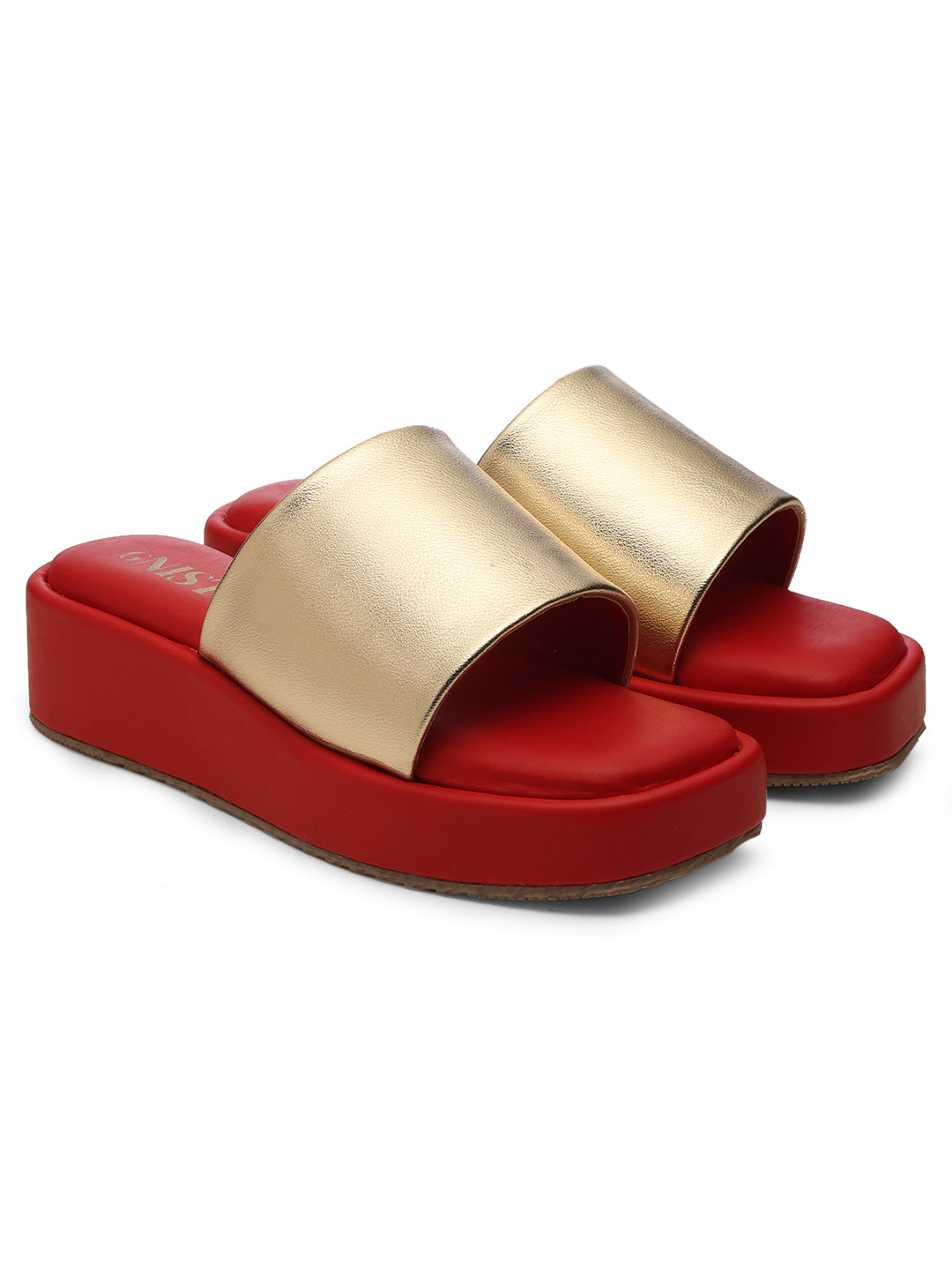 GNIST Metallic Flatform Red Platform heels