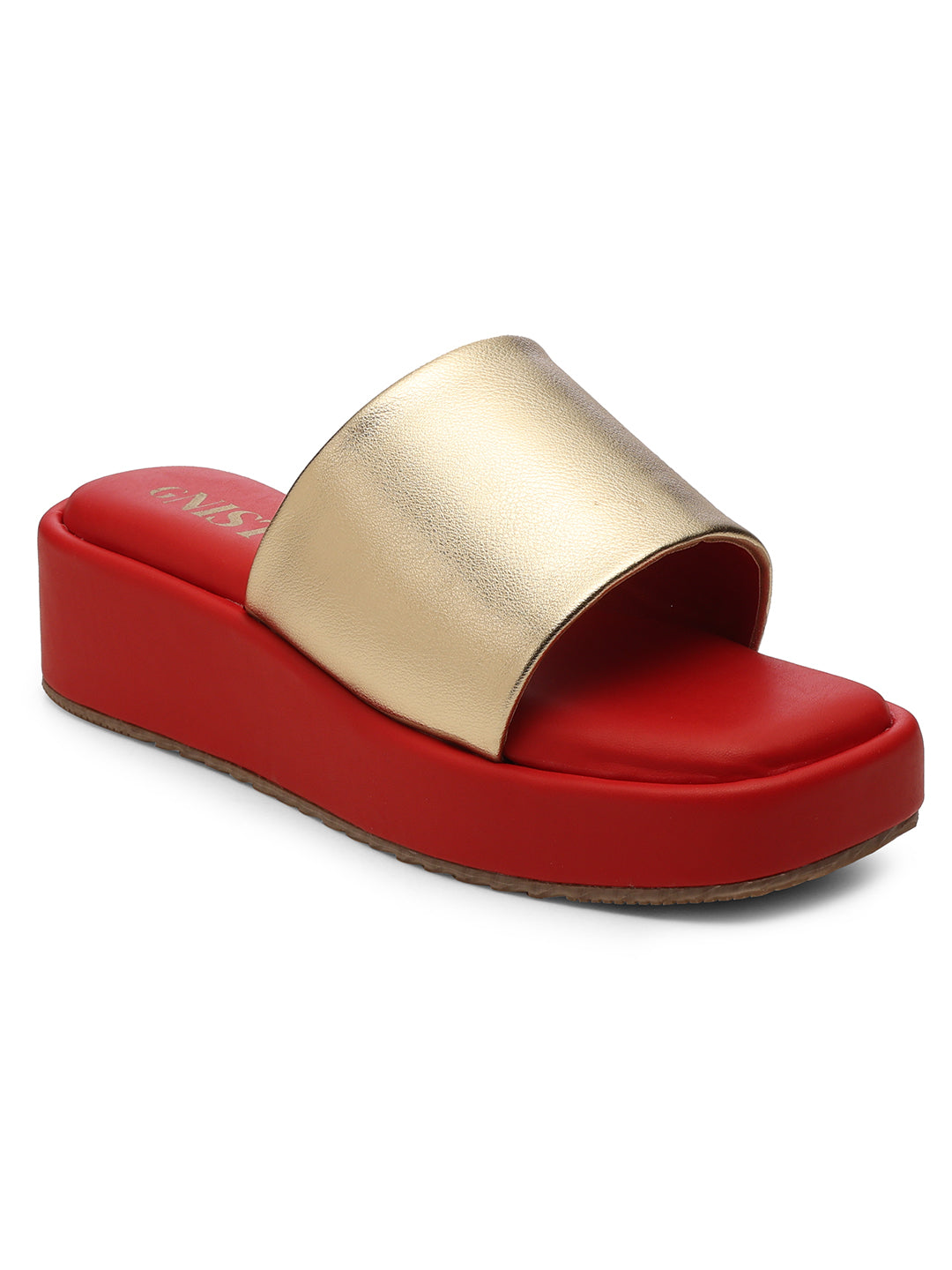 GNIST Metallic Flatform Red Platform heels