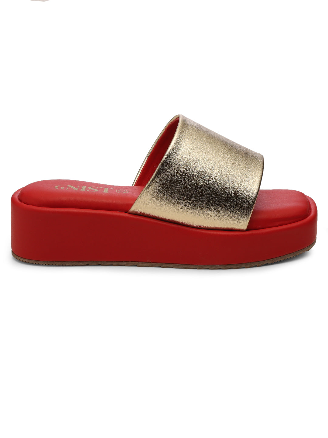 GNIST Metallic Flatform Red Platform heels