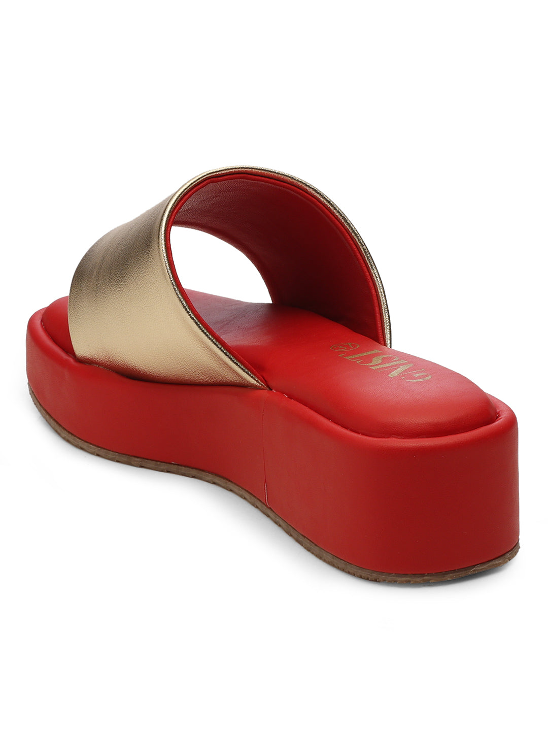 GNIST Metallic Flatform Red Platform heels